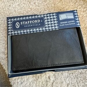 Stafford Essentials Genuine Soft Leather Wallet Billfold Black 6 Card Slots